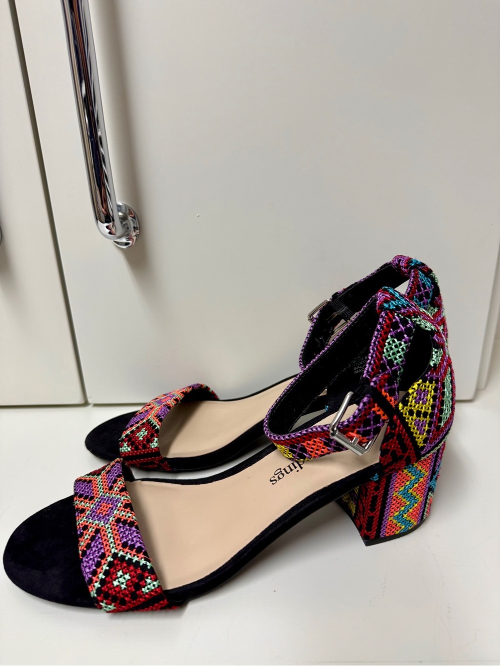 Soft Surroundings Multicolor Embroidered Block Heel Sandals Size 8.5